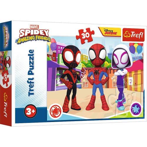 Trefl 18285 30 Teile-Bunte Puzzles mit Marvels Märchenhelden Super Buddies, für Kinder ab 3 Jahren, Spidey and his Amazing Friends, Die Abenteuer von Spidey und seinen Freunden, Small von Trefl