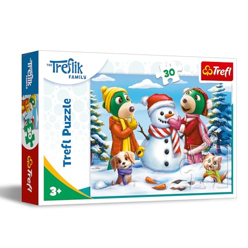 Trefl 18300 Winter-Spaß The Treflik Family, Winterliche Spiele der Trefliks Kinderpuzzle, Mehrfarbig, Od 3 LAT von Trefl