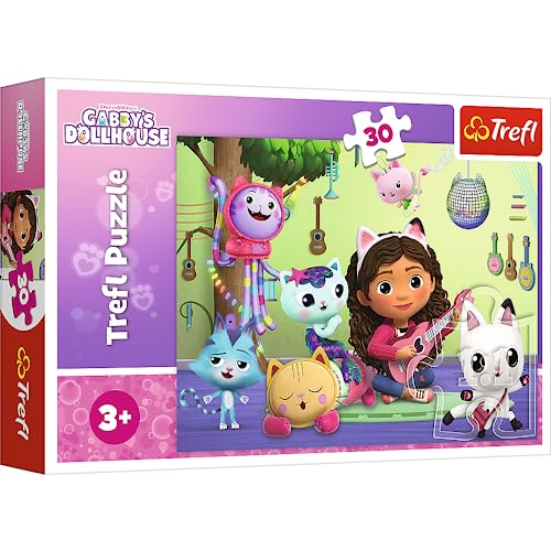 Trefl 18301 Teile-Bunte Märchen Helden, Kreatives Spiel, Katzen, Musik, Aktivität Für Kinder Ab 3 Jahren Puzzle, Gabby's Dollhouse, Gabi Und Ihr Schönes Häuschen, 30 Steine von Trefl