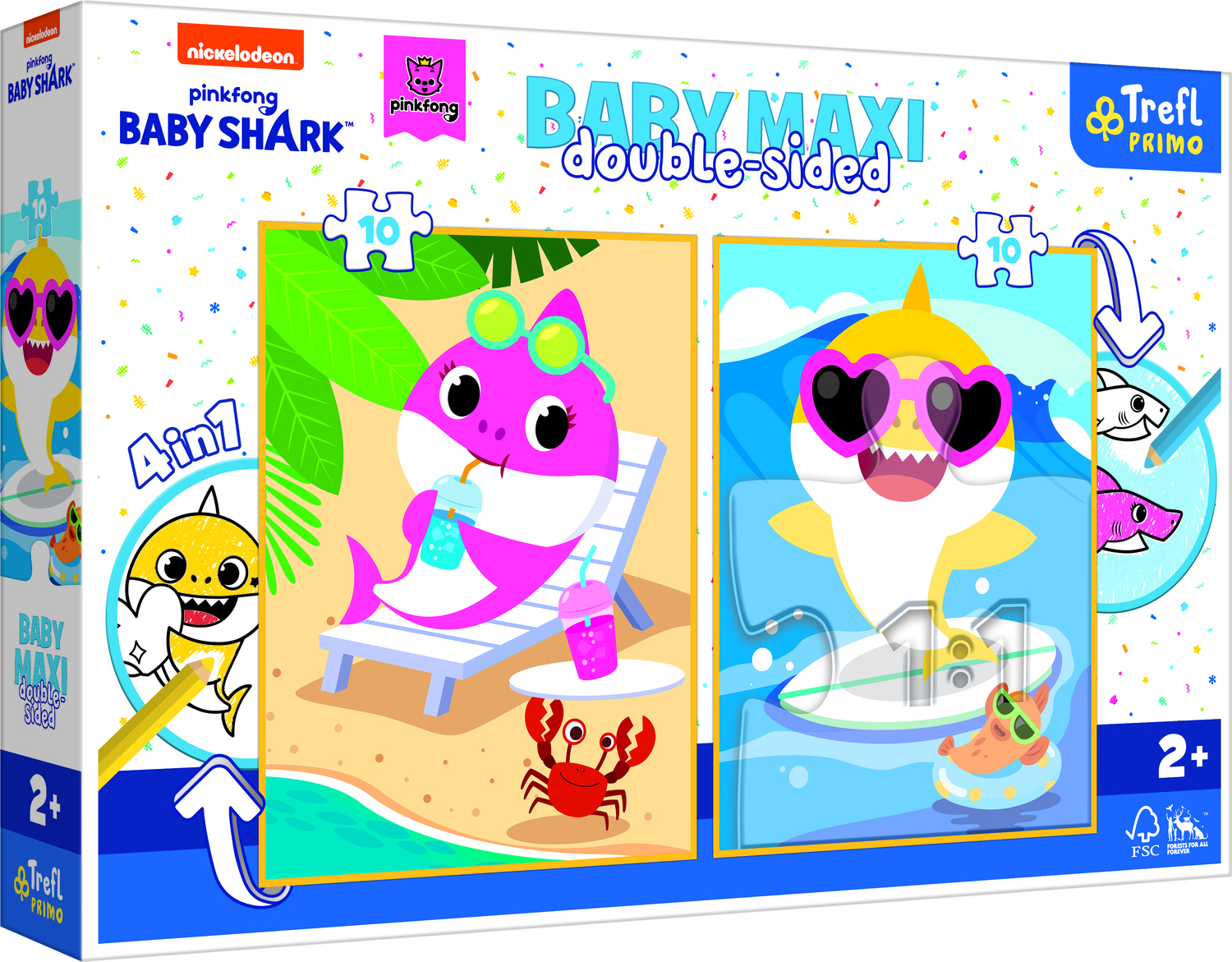 Trefl 2 Puzzles - Baby Maxi Puzzle - Baby Shark 10 Teile Puzzle Trefl-43005 von Trefl
