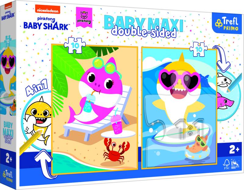 Trefl 2 Puzzles - Baby Maxi Puzzle - Baby Shark 10 Teile Puzzle Trefl-43005 von Trefl