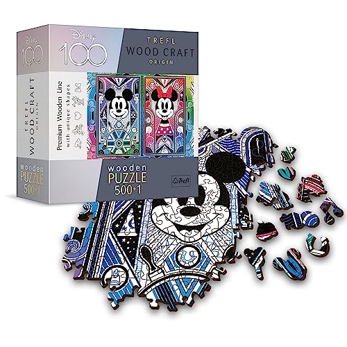 Trefl 20182 Wood Craft Mickey and Minnie Mouse Hochelement-Puzzle, Mehrfarbig von Trefl