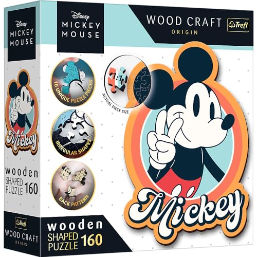 Trefl 20191 Woodcraft Mickey Mouse Konturenpuzzle aus Holz, Mehrfarbig von Trefl
