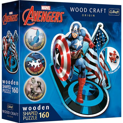 Trefl 20194 Woodcraft Marvel Avengers Konturenpuzzle aus Holz, Mehrfarbig von Trefl