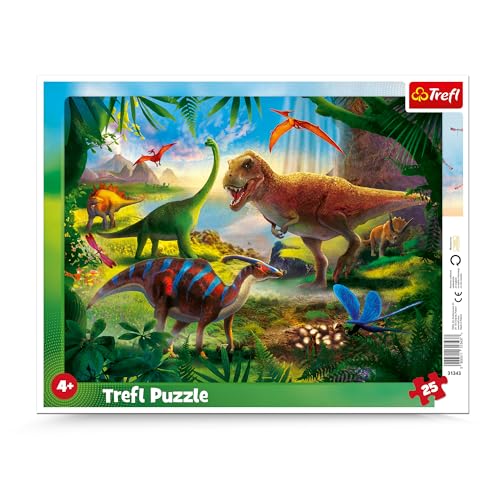 Trefl, Puzzle, Rahmenpuzzle mit Unterlage, 25 Teile, Dinosaurier, für Kinder ab 4 Jahren von Trefl