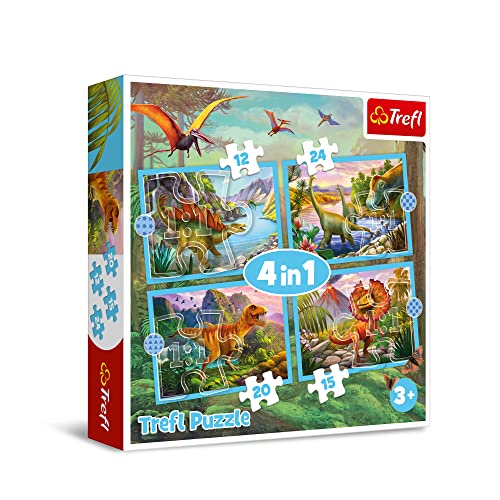 Trefl 34609 4 in 1 4 12 bis 24 Elementen-Puzzle mit Dinosauriern Verschiedene Schwierigkeitsgrade Unterhaltung für Kinder ab 3 Jahren, Außergewöhnliche Dinos Trefl 34609 4 in 1 4 12 bis 24 Elementen-Puzzle mit Dinosauriern Verschiedene Schwierigkeitsgrade Unterhaltung für Kinder ab 3 Jahren, Außergewöhnliche Dinos von Trefl