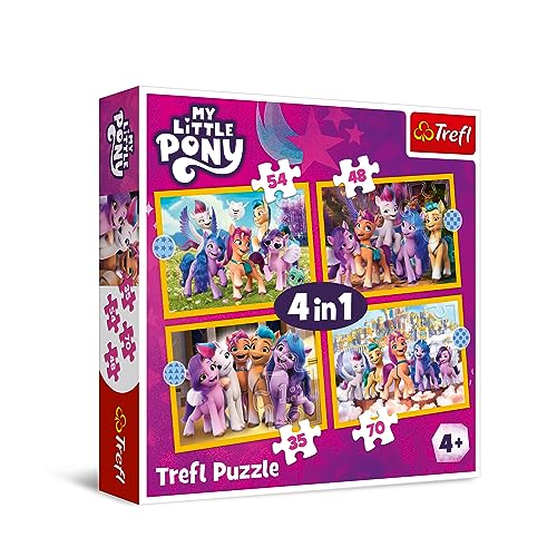 Trefl - My Little Pony, Lernen Sie Ponys kennen - Puzzle 4in1, 4 Spiele, von 35 bis 70 Elemente - Buntes Puzzle, Unterschiedlicher Schwierigkeitsgrad, für Kinder ab 4 Jahren von Trefl