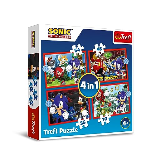 Trefl 34625 Sonic The Hedgehog, Abenteuer von Sonic - Puzzle 4in1, 4 Spiele Kinderpuzzle, Mehrfarbig von Trefl