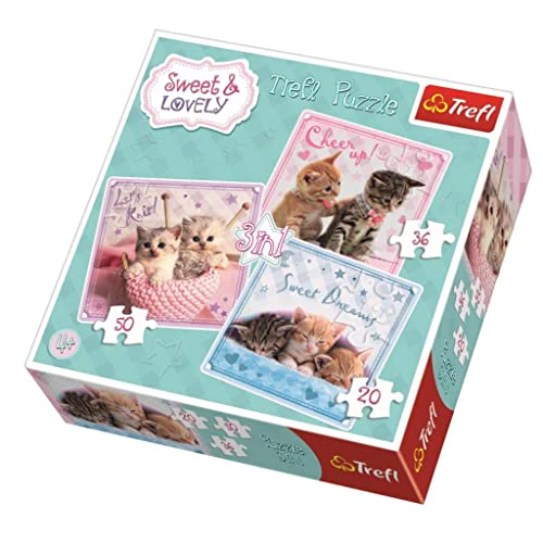Trefl 34809 Puzzle, Süße Katzen, von 20 bis 50 Teilen, 3 Sets, Sweet und Lovely, für Kinder ab 4 Jahren Trefl 34809 Puzzle, Süße Katzen, von 20 bis 50 Teilen, 3 Sets, Sweet und Lovely, für Kinder ab 4 Jahren von Trefl