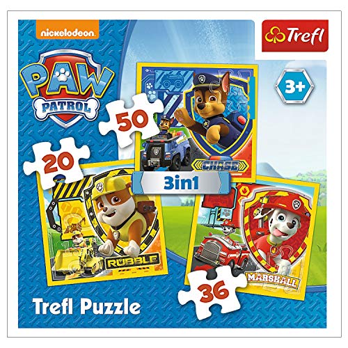 Trefl 34839 Puzzle, Marshall, Rubble und Chase, von 20 bis 50 Teilen, 3 Sets, für Kinder ab 3 Jahren von Trefl