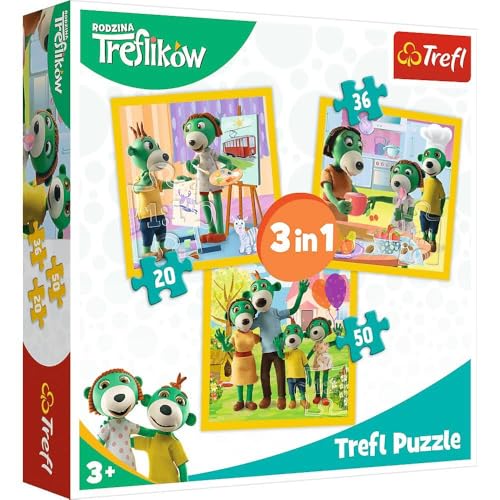 Trefl 34850 Spaß zusammen, Familie Treflik von 20 bis 50 Teilen, 3 Sets, für Kinder ab 3 Jahren Puzzle von Trefl