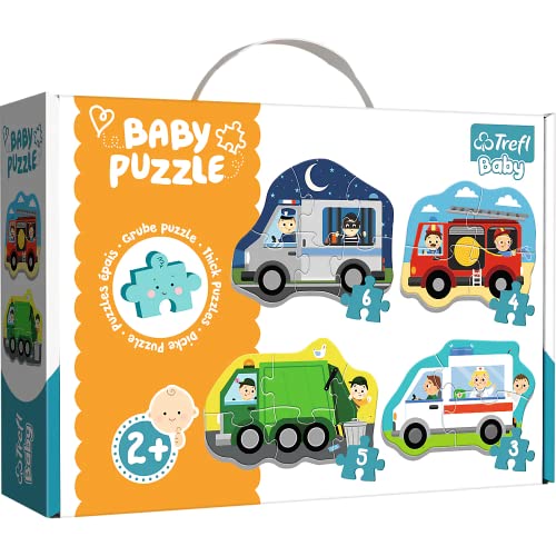 Trefl 36071 Fahrzeuge und Berufe von 3 bis 6 Teilen, 4 Sets, Baby Classic, für Kinder ab 2 Jahren Puzzle von Trefl