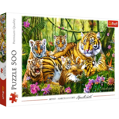 Trefl 37350 Tigerfamilie 500 Teile, Premium Quality, für Erwachsene und Kinder ab 10 Jahren Puzzels von Trefl