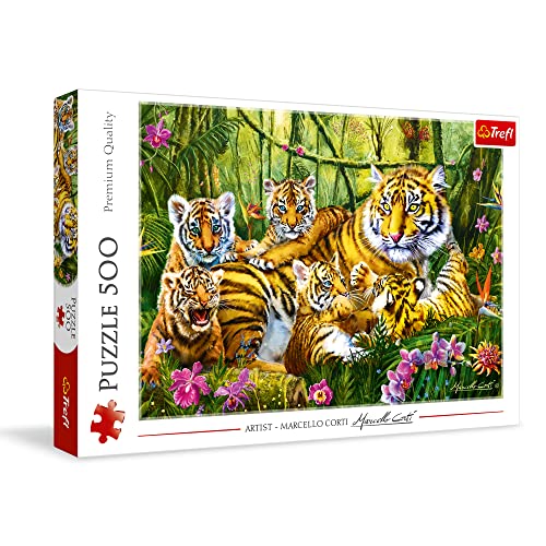 Trefl 37350 Tigerfamilie 500 Teile, Premium Quality, für Erwachsene und Kinder ab 10 Jahren Puzzels von Trefl