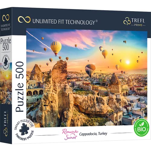 Trefl 37458 500 Elemente-Dickste Pappe, Türkei, Luftballons, Moderne, kreative Unterhaltung für Erwachsene und Kinder ab 10 Jahren Hochelement, Puzzle UFT Romantic Sunset: Cappadocia, Turkey von Trefl