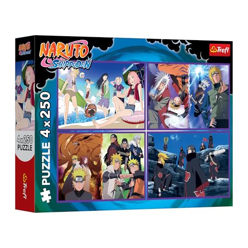 Trefl - 4-in-1-Puzzle: Naruto Shippuden, Die Abenteuer von Naruto Uzumaki - 4 x 250 Teile - Set mit Vier Puzzles für Jugendliche von Trefl