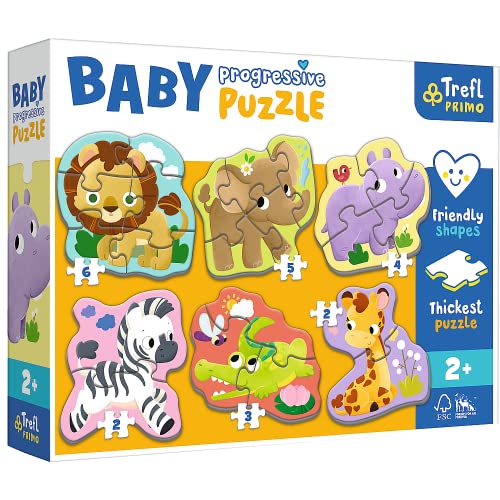 Trefl 44002 Baby Progressive Tierform Puzzles von 2 bis 6 dickste Pappe große Teile freundliche Puzzleform für Kinder ab 2 Jahren Primo, Safari Trefl 44002 Baby Progressive Tierform Puzzles von 2 bis 6 dickste Pappe große Teile freundliche Puzzleform für Kinder ab 2 Jahren Primo, Safari von Trefl