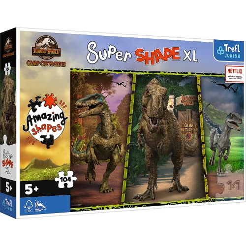 Trefl 50020 104 XL Super Shape-Verrückte Formenpuzzles, große Teile, Puzzles, Spaß für Kinder ab 5 Jahren, Jurassic Park: Camp Kreidezeit, Bunte Dinosaurier Trefl 50020 104 XL Super Shape-Verrückte Formenpuzzles, große Teile, Puzzles, Spaß für Kinder ab 5 Jahren, Jurassic Park: Camp Kreidezeit, Bunte Dinosaurier von Trefl