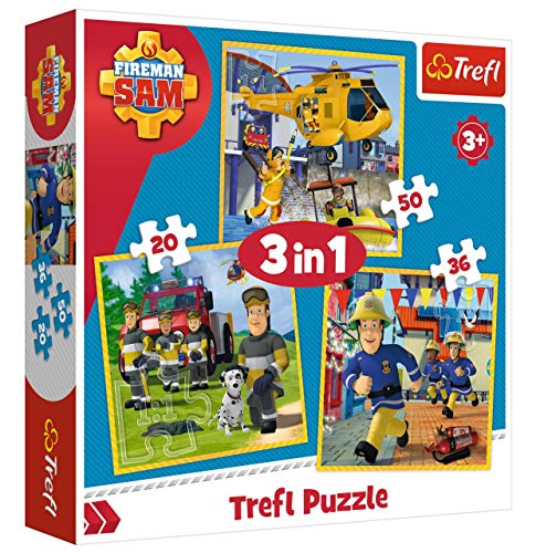 Trefl 5900511348446 Puzzle, Feuerwehrmann Sam in Aktion, von 20 bis 50 Teilen, 3 Sets, für Kinder ab 3 Jahren von Trefl