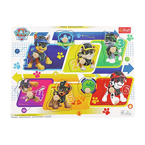 Trefl - Puzzle PAW Patrol, Under Water, Wooden Toys - Holzspielzeug, Formpuzzle aus Naturholz, Umweltfreundliches Spielzeug mit Helden Märchen Hund Patrol, für Kinder 18 Monate von Trefl