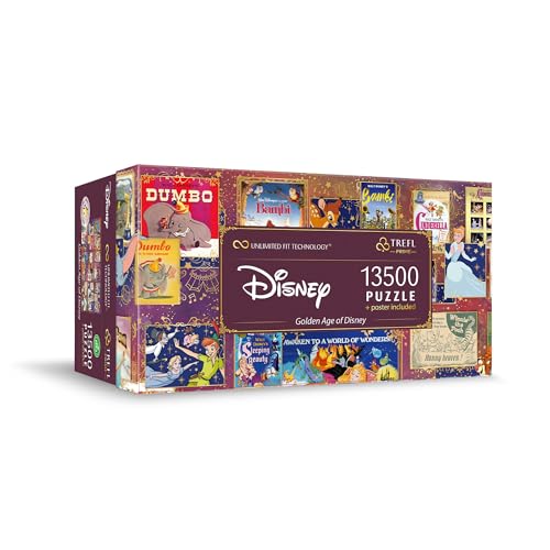 Trefl 81026 Disney, Golden Age of Disney-13500 Teile, Großes Puzzle, Dickste Pappe, Bio, EKO, Collage mit Märchenfiguren, Unterhaltung für Erwachsene und Kinder ab 12 Jahren, Mehrfarben, Extra Large von Trefl