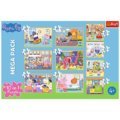 Trefl 90358 Puzzle, Peppa Wutz mit Freunden, von 20 bis 48 Teilen, 10 Sets, Peppa Pig, für Kinder ab 4 Jahren Trefl 90358 Puzzle, Peppa Wutz mit Freunden, von 20 bis 48 Teilen, 10 Sets, Peppa Pig, für Kinder ab 4 Jahren von Trefl