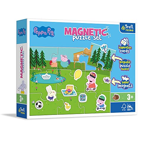 Trefl 93164 Magnetische farbigen Magneten, Szeneninspirationskarten Charakteren, für Kinder ab 3 Jahren, Magnetic Puzzle Set: Peppa Pig, Peppy's Spiele, 270 x 200 mm von Trefl
