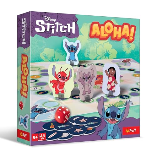 Trefl – Aloha!, Lilo & Stitch – Familienbrettspiel mit Märchenfiguren, schnelles Familienspiel, Familienspiel für Erwachsene und Kinder ab 4 Jahren von Trefl