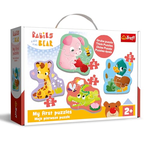 Trefl - Babies and The BearBaby-Tiere - 4 Große Formen-Puzzles für die Kleinsten, von 2 bis 5 Teilen, für Kinder ab 2 Jahren von Trefl