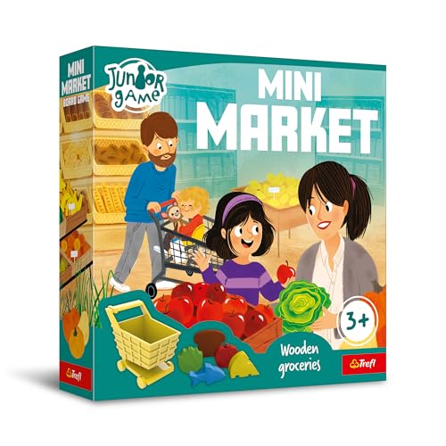 Trefl - Mini Market, Junior Game - Brettspiel für Kleinkinder, Zwei Varianten, Interessante Spielfiguren, Große Elemente, Einfache Regeln, Schöne Illustrationen, Lernen durch Spielen, ab 3 Jahren von Trefl