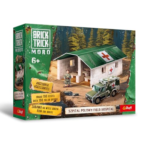 Trefl - Brick Trick Moro: Feldlazarett/Field Hospital - Bauen mit Ziegelsteinen, ÖKO Ziegelsteine, 190 Bausteine, Wiederverwendbar, Militär-Kreativset für Kinder ab 6 Jahren Trefl - Brick Trick Moro: Feldlazarett/Field Hospital - Bauen mit Ziegelsteinen, ÖKO Ziegelsteine, 190 Bausteine, Wiederverwendbar, Militär-Kreativset für Kinder ab 6 Jahren von Trefl