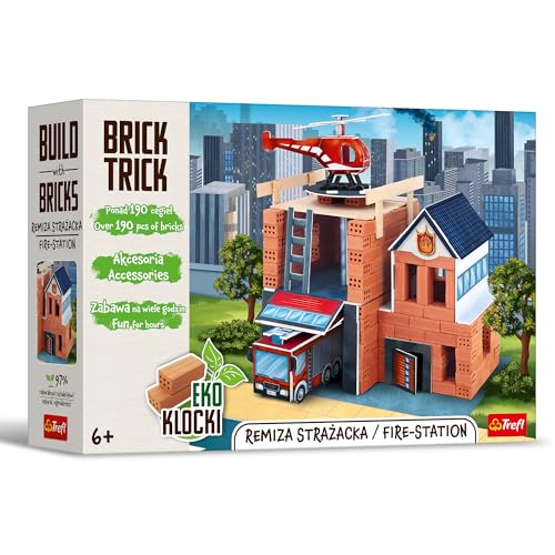 Trefl – Brick Trick: Feuerwache/Fire - Bauen mit Ziegeln, EKO Echte Ziegelsteine, 190 Ziegel, für Kinder ab 6 Jahren Trefl – Brick Trick: Feuerwache/Fire - Bauen mit Ziegeln, EKO Echte Ziegelsteine, 190 Ziegel, für Kinder ab 6 Jahren von Trefl