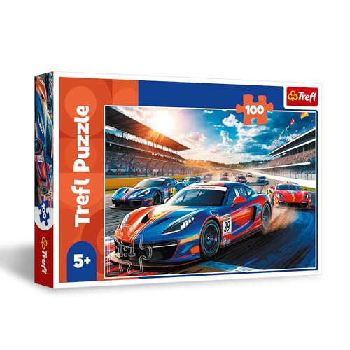 Trefl - Fast Racer - Puzzle 100 Teile - Puzzle mit Fahrzeugen, kreative Unterhaltung, Spaß für Kinder ab 5 Jahren von Trefl