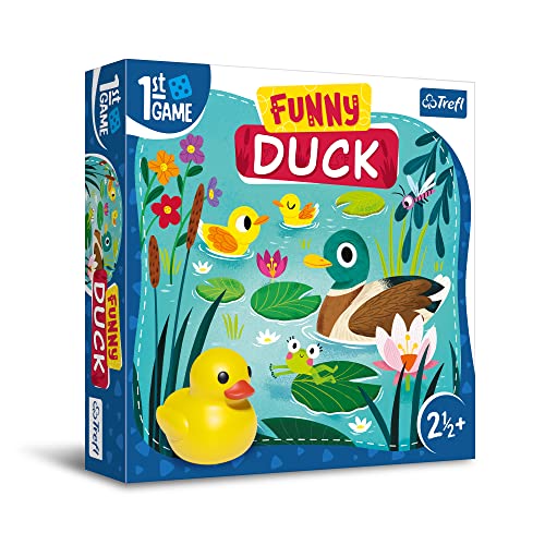 Trefl - Funny Duck, Erstes Brettspiel - Brettspiel für die Kleinsten, Gummiente, große Elemente, kooperatives Spiel mit Aufgaben für Kleinkinder, spielerisches Lernen, Spiel für Kinder ab 2,5 Jahren von Trefl
