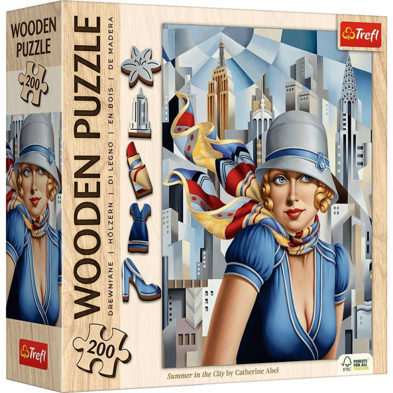 Trefl Holzpuzzle 200 Teile - Catherine Abel: Sommer in der Stadt - von Trefl