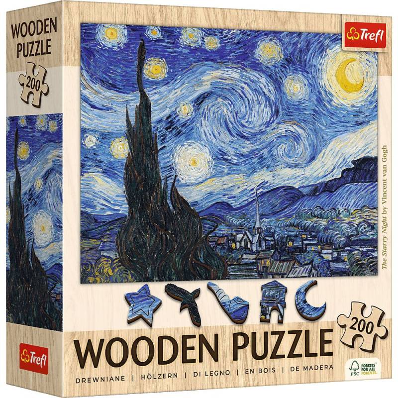 Trefl Holzpuzzle 200 Teile - Vincent van Gogh: Die Sternennacht - von Trefl