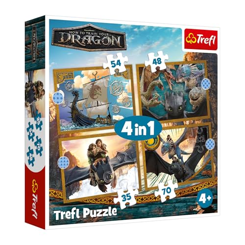 Trefl - How to Train Your Dragon, Dragon Days – 4-in-1-Puzzle, 4 Puzzles, 35 bis 70 Teile – Verschiedene Schwierigkeitsgrade, für Kinder ab 4 Jahren Trefl - How to Train Your Dragon, Dragon Days – 4-in-1-Puzzle, 4 Puzzles, 35 bis 70 Teile – Verschiedene Schwierigkeitsgrade, für Kinder ab 4 Jahren von Trefl