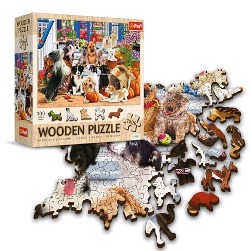 Trefl - Hund Freundschaft Puzzle - 1000 Elemente, Holzhandwerk, Unregelmäßige Formen, 100 Tierfiguren, Modernes Premium Puzzle DIY für Erwachsene und Kinder ab 12 Jahren von Trefl