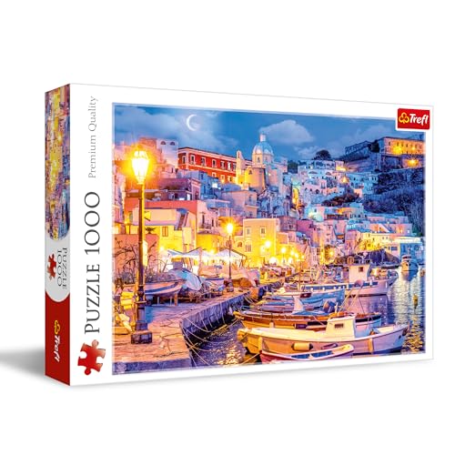 Trefl - Insel Procida nachts, Italien - Puzzle 1000 Elemente - DIY-Spiel mit Italienischer Insel, Kreative Unterhaltung, Spaß, Klassisches Puzzle für Erwachsene und Kinder ab 12 Jahren von Trefl