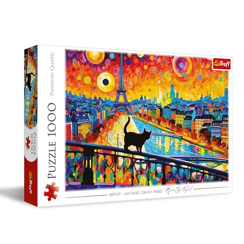 Trefl - Katze in Paris - Puzzle 1000 Elemente - DIY-Spiel, Kreative Unterhaltung, Spaß, Klassisches Puzzle für Erwachsene und Kinder ab 12 Jahren von Trefl