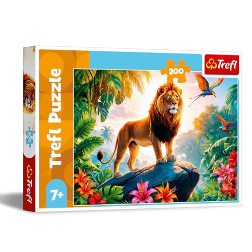 Trefl - König des Dschungels - Puzzle 200 Teile - Buntes Puzzle mit Tieren, für Kinder ab 7 Jahren von Trefl