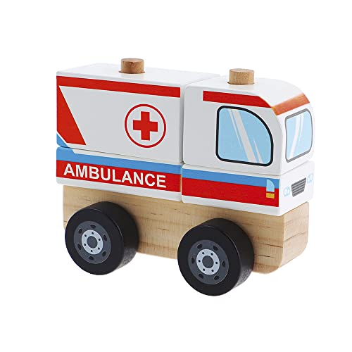 Trefl - Krankenwagen, Wooden Toys - Auto Krankenwagen, Holzspielzeug, Bewegliche Blöcke und Rollen, Bio Naturholz, Safe Spielzeug für Jahre, für Kinder ab 12 Monaten Trefl - Krankenwagen, Wooden Toys - Auto Krankenwagen, Holzspielzeug, Bewegliche Blöcke und Rollen, Bio Naturholz, Safe Spielzeug für Jahre, für Kinder ab 12 Monaten von Trefl