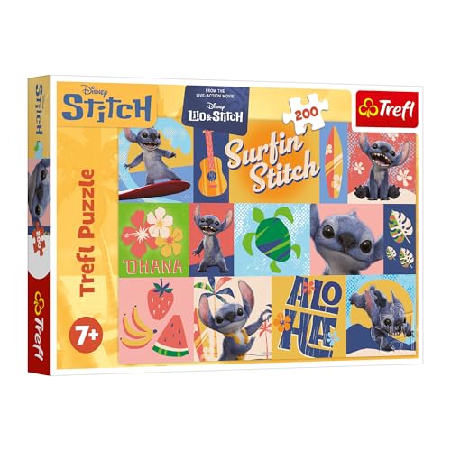 Trefl – Lilo & Stitch, Hawaiianische Abenteuer – 200-teiliges Puzzle – Buntes Puzzle mit Figuren aus dem Film, kreative Unterhaltung, Spaß für Kinder ab 7 Jahren von Trefl