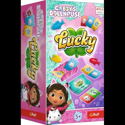 Trefl - Lucky, Gabby's Dollhouse - Dynamisches Kartenspiel, Heldenkarten Märchen Katzenhaus Gabi, Gummifische, Schnelles Familienspiel, Familien-Spiel für Erwachsene und Kinder ab 5 Jahren Trefl - Lucky, Gabby's Dollhouse - Dynamisches Kartenspiel, Heldenkarten Märchen Katzenhaus Gabi, Gummifische, Schnelles Familienspiel, Familien-Spiel für Erwachsene und Kinder ab 5 Jahren von Trefl