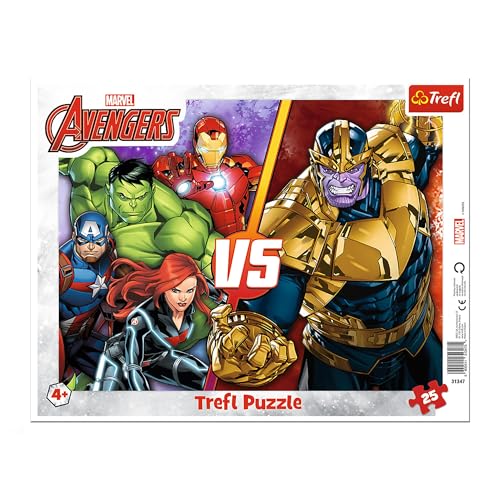 Trefl 31427 Marvel The, Unbesiegtes Avengers-Team-Rahmenpuzzle für die Kleinen, 25 Große Elemente, Rahmen und eine Feste Unterlage, mit Helden der Fernsehserie, für Kinder ab 4 Jahren, Chy von Trefl