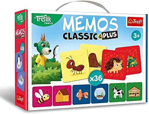 Trefl - Memos Classic & Plus, Tiere und ihre Häuser - Familie Treflik, Lernspiel für Kleinkinder, Bilderpaare finden, verschiedene Variationen von Spaß, Shuffleboard von Trefl