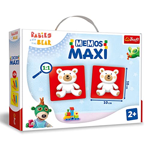 Trefl - Memos Maxi Babys und Teddy - Babies and The Bear, Gedächtnisspiel für die Jüngsten, Bilderpaare Finden, große Elemente und Starke Pappe, Memory mit Märchenhelden von Babys und Teddybär von Trefl