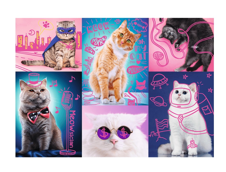 Trefl Neon Color Line - Cats 1000 Teile Puzzle Trefl-10581 von Trefl