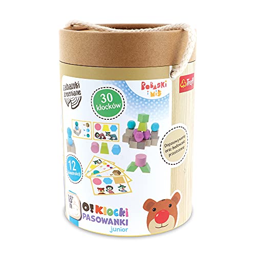 Trefl - O!Klöcke - Junior, Bobas und Bär - Spielzeug Holz, Holzsticks & Farblernkarten für Formen, Ökologisches Spielzeug aus Naturholz für Kinder ab 12 Monaten Trefl - O!Klöcke - Junior, Bobas und Bär - Spielzeug Holz, Holzsticks & Farblernkarten für Formen, Ökologisches Spielzeug aus Naturholz für Kinder ab 12 Monaten von Trefl