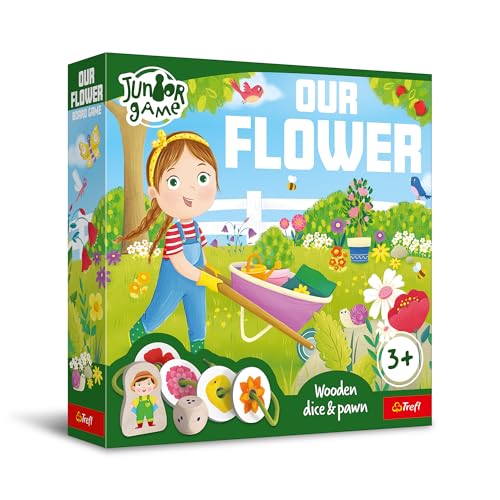 Trefl - Our Flower, Junior Game - Brettspiel für Kleinkinder, Zwei Varianten, Spielfigur aus Holz, Große Elemente, Einfache Regeln, Schöne Illustrationen, Spiel für Kinder ab 3 Jahren von Trefl